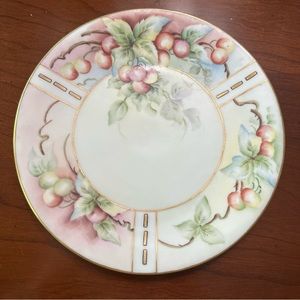 Art Deco Gold Glit Hand Painted Bavarian Plate with Grapes